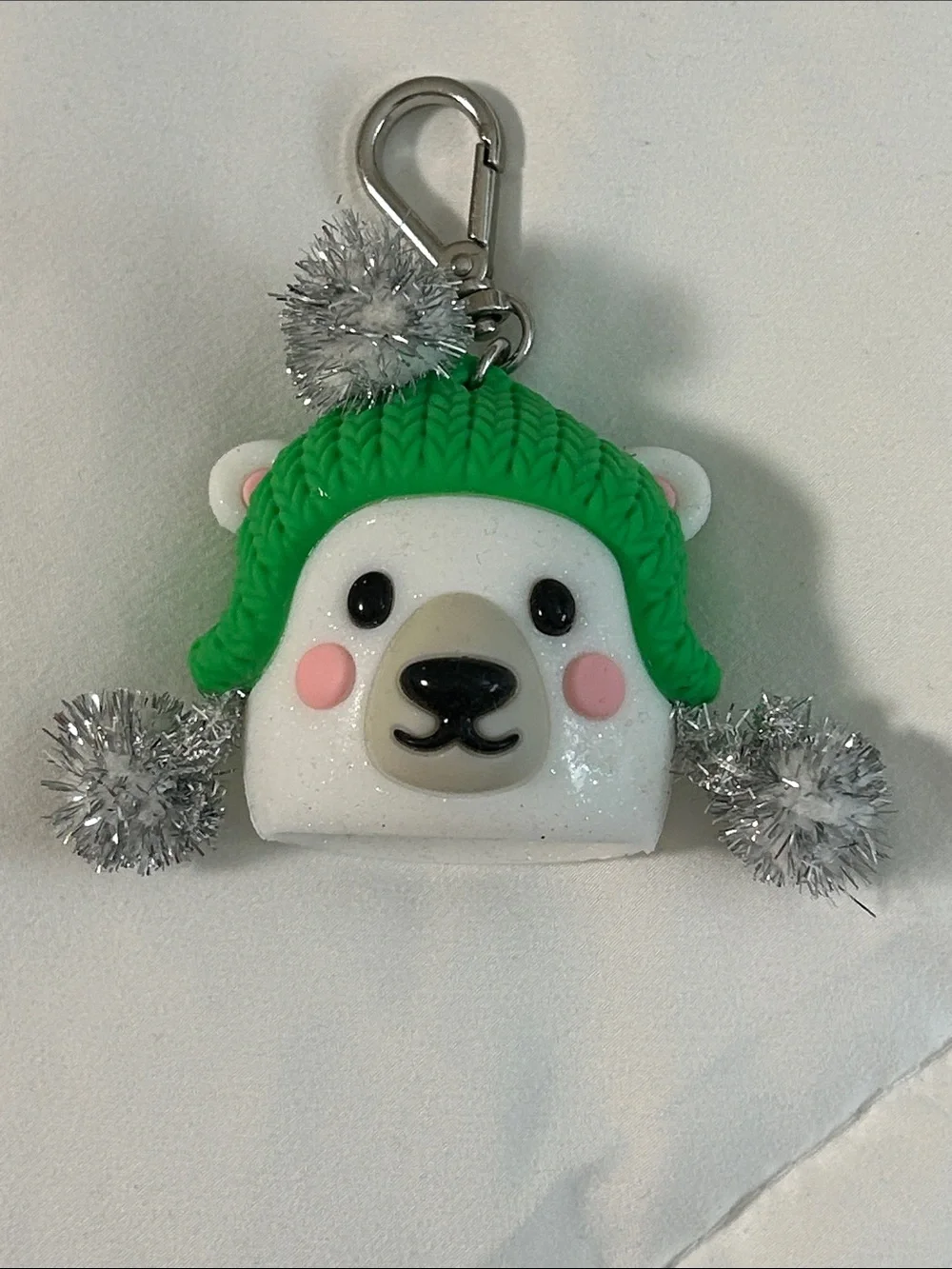 Bath & Body Works Polar Bear with Tinsel Pompoms PocketBac Holder keychain
